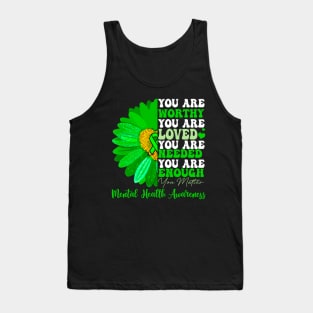 Motivational Support Warrior Mental Health Awareness, Green Ribbon Tank Top